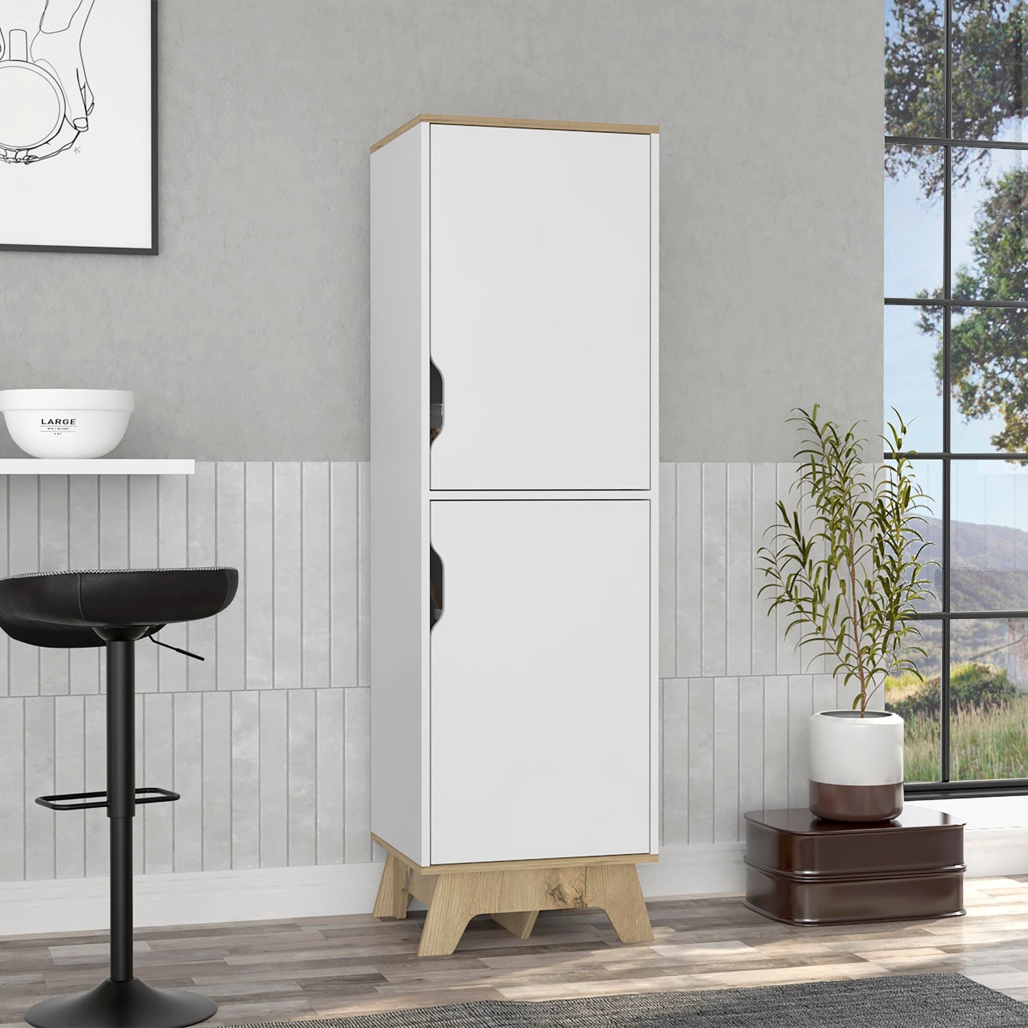 British Single Kitchen Pantry; Four Storage Shelves; Double Doors Cabinets
