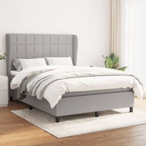 Box Spring Bed with Mattress Light Gray Full Fabric