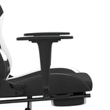 Gaming Chair with Footrest Black and White Fabric