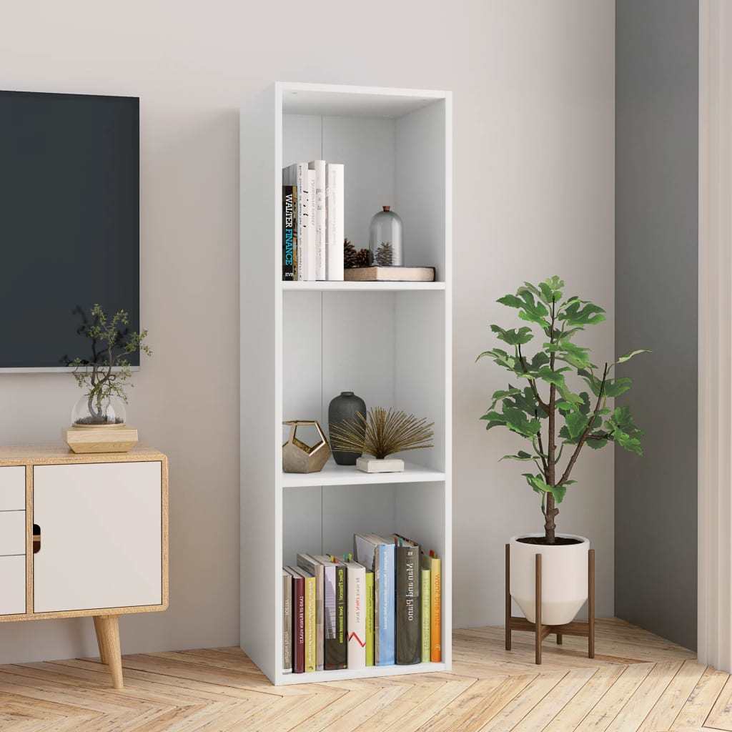 Book Cabinet/TV Cabinet White 14.2"x11.8"x44.9" Engineered Wood