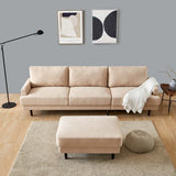 Modern fabric sofa L shape;  3 seater with ottoman-104" Beige