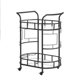 2 Glass Shelves  Serving Trolley Bar Cart  with Durable Metal Frame for Hotel Dining Room Restaurant