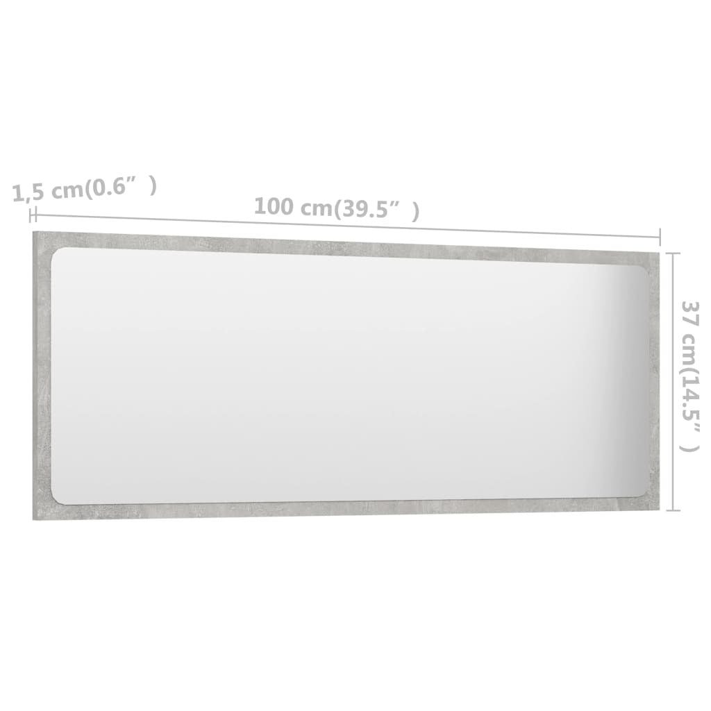 Bathroom Mirror Concrete Gray 39.4"x0.6"x14.6" Engineered Wood
