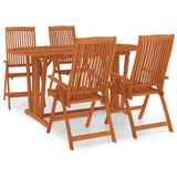 5 Piece Patio Dining Set Solid Wood Eucalyptus