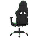 Massage Gaming Chair with Footrest Black&Green Faux Leather