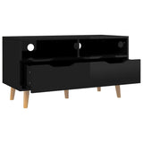 TV Cabinet High Gloss Black 35.4"x15.7"x19.1" Engineered Wood