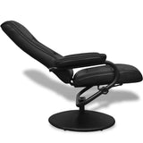 Swivel Recliner with Ottoman Black Faux Leather