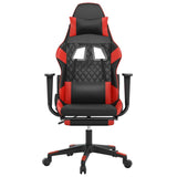 Gaming Chair with Footrest Black and Red Faux Leather