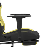 Massage Gaming Chair with Footrest Black and Light Green Fabric