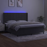 Box Spring Bed with Mattress&LED Dark Gray Queen Velvet