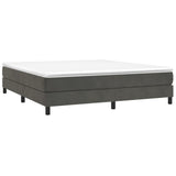 Box Spring Bed with Mattress Dark Gray 76"x79.9" King Velvet