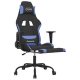 Massage Gaming Chair with Footrest Black and Blue Fabric