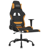 Massage Gaming Chair with Footrest Black and Orange Fabric