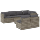 8 Piece Patio Lounge Set with Cushions Gray Poly Rattan