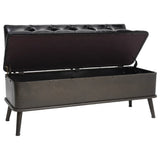 Storage Bench with Backrest 43.3" Black Faux Leather