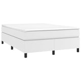 Box Spring Bed with Mattress White 53.9"x74.8" Full Faux Leather
