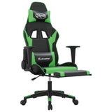 Gaming Chair with Footrest Black and Green Faux Leather