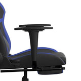 Massage Gaming Chair with Footrest Black&Blue Faux Leather