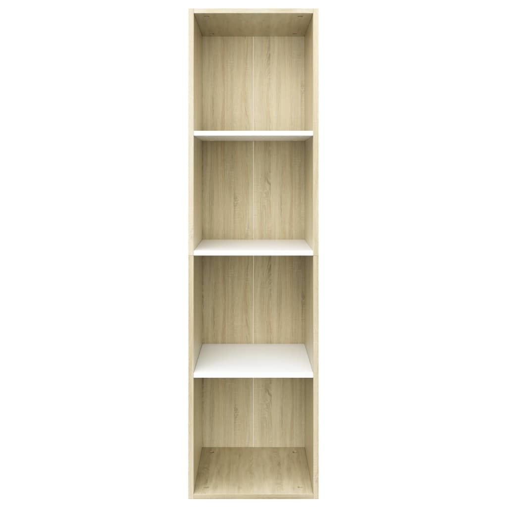 Book Cabinet/TV Cabinet White and Sonoma Oak 14.2"x11.8"x56.3" Engineered Wood