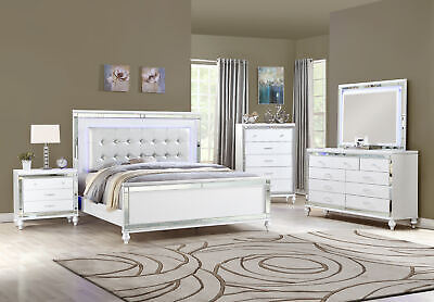 Sterling King 6 PC LED Bedroom set made with wood in Silver Color