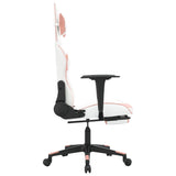 Gaming Chair with Footrest White and Pink Faux Leather