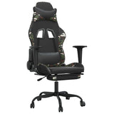 Massage Gaming Chair with Footrest Black&Camouflage Faux Leather