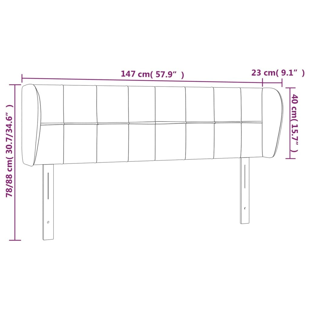 Headboard with Ears Dark Gray 57.9"x9.1"x30.7"/34.6" Fabric