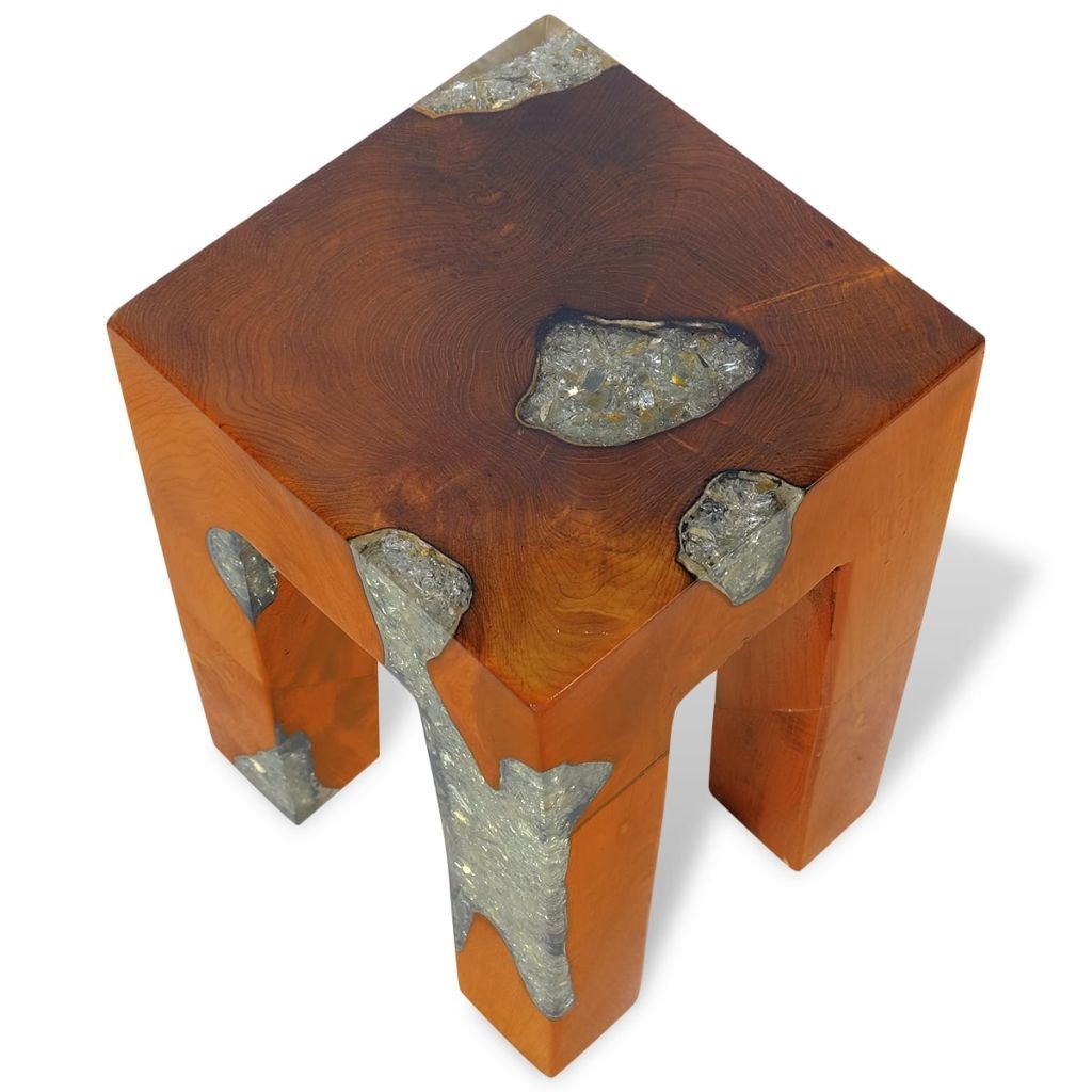 Stool Solid Teak Wood and Resin