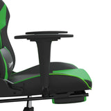 Massage Gaming Chair with Footrest Black&Green Faux Leather