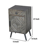 Shon 26 Inch Chevron Pattern Wood Bedside Nightstand, 1 Cabinet Door, Drawer,