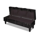 Storage Bench 43.7" Dark Brown Solid Wood Pine&Faux Leather