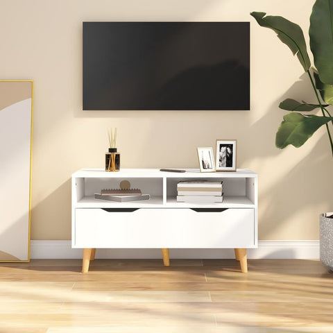 TV Cabinet White 35.4"x15.7"x19.1" Engineered Wood