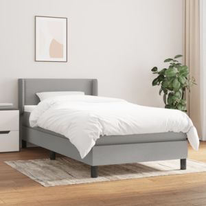 Box Spring Bed with Mattress Light Gray Twin Fabric