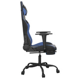 Massage Gaming Chair with Footrest Black&Blue Faux Leather