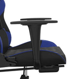 Gaming Chair with Footrest Black and Blue Faux Leather