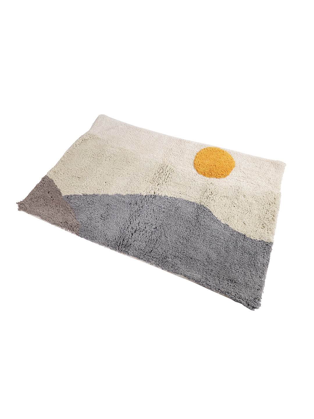 Hand Tufted Sun Rising Landscape Cotton Bath Mat For new year gift