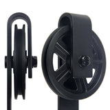 2 Pcs Black Rustic Carbon Steel Sliding Wood Barn Door Hardware Hanger Roller