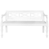 Batavia Bench 48.4" Solid Mahogany Wood White