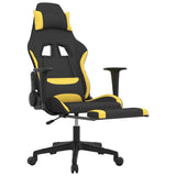 Gaming Chair with Footrest Black and Yellow Fabric