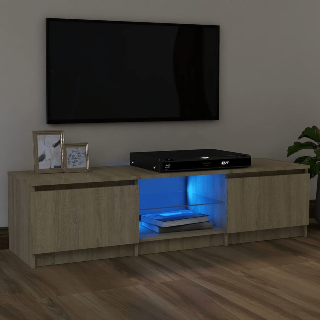 TV Cabinet with LED Lights Sonoma Oak 47.2"x11.8"x14"