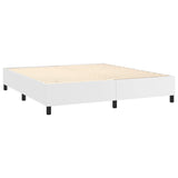 Box Spring Bed with Mattress White 72"x83.9" California King Faux Leather