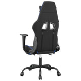 Massage Gaming Chair with Footrest Black&Blue Faux Leather