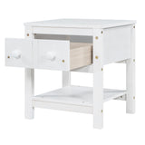 Wooden Nightstand with One Drawer and One Shelf Brushed White