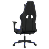 Massage Gaming Chair with Footrest Black&Blue Faux Leather