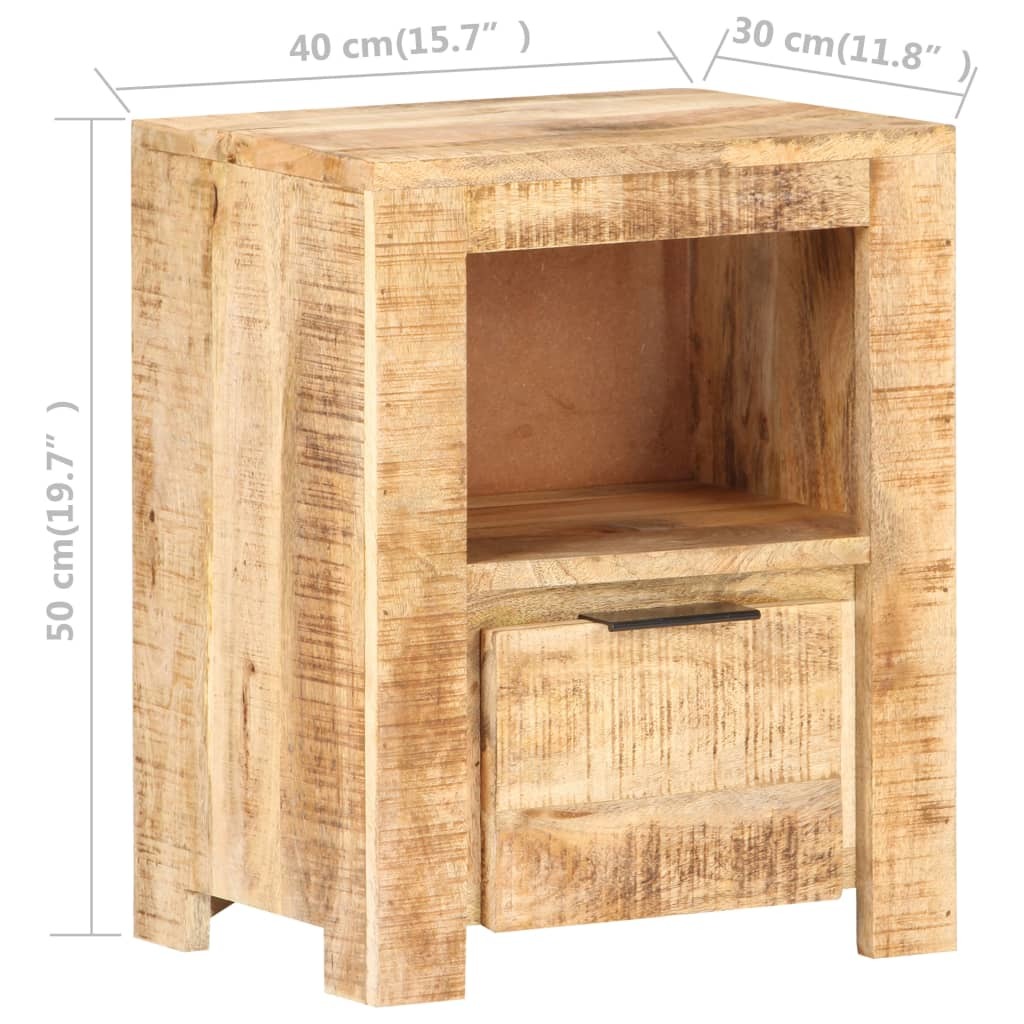 Bedside Cabinet 15.7"x11.8"x19.7" Rough Mango Wood