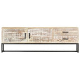 TV Cabinet White 55.1"x11.8"x17.7" Solid Acacia Wood