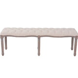 Bench Linen Solid Wood 59.1" x 15.7" x 18.9" Cream White