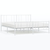 Metal Bed Frame with Headboard and Footboard White 76"x79.9"