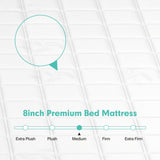 8 Inch Breathable Memory Foam Bed Mattress Medium Firm for Pressure Relieve