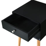Side Table with 2 Drawer and Rubber Wood Legs;  Mid-Century Modern Storage Cabinet for Bedroom Living Room Furniture;  Black